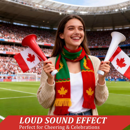 2Pcs Stadium Horns - Loud Sturdy Plastic Trumpets for Sports Events, Parties and Celebrations | Vuvuzela-Style Noise Makers for Crowd Cheering, Graduation, Parades, Birthday Parties