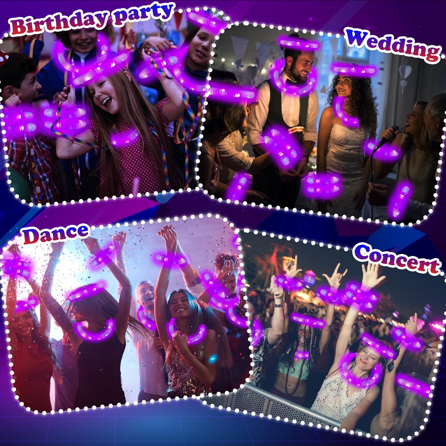 Orange Glow Sticks Party Favors Supplies for Kids 24 PCS,4th of July LED Light up Pop Tubes for Toddlers,Neon Necklaces Bracelets Accessories,Birthday Dance Party 250th Anniversary Camping Toys Gifts