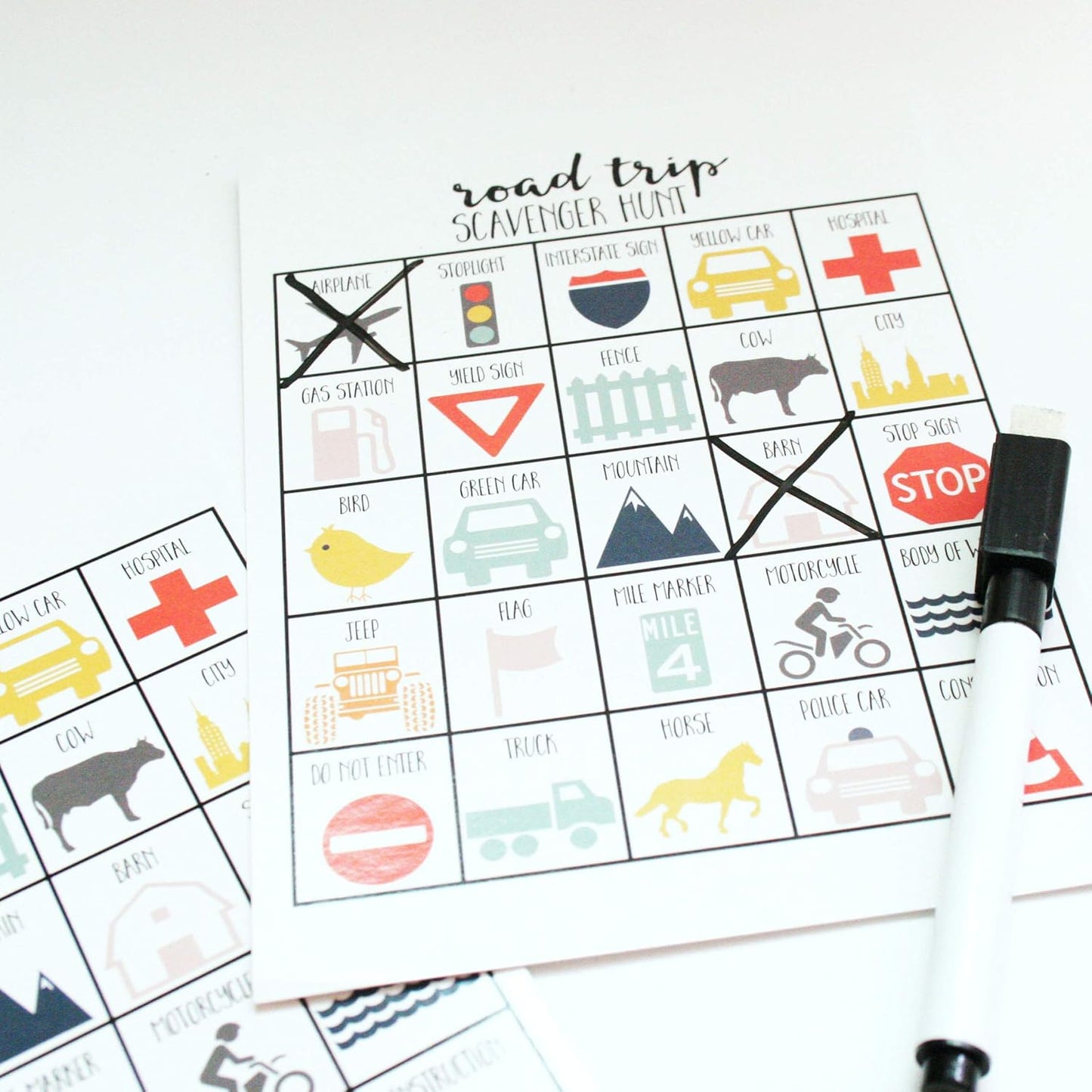 Variety Pack set of 20 Scavenger Hunt Games for Kids, Outdoor or Indoor, Road Trip, Travel Activities, Includes Dry Erase Markers and Cards, Family Game Night