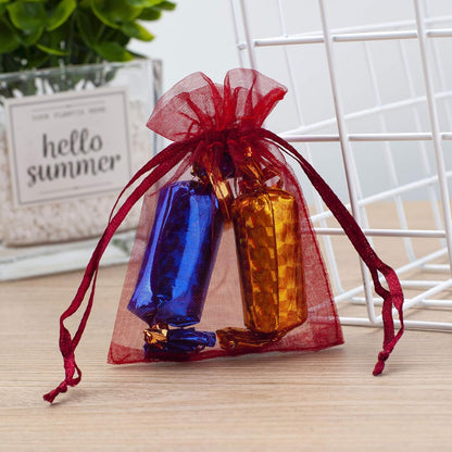 100pcs White Organza Bags 2x3 inch Sheer Drawstring Gift Bags Jewelry Pouches Wedding Party Christmas Favor Gift Bags, Little Mesh Gift Pouches Mini Candy Bags for Small Presents Earrings
