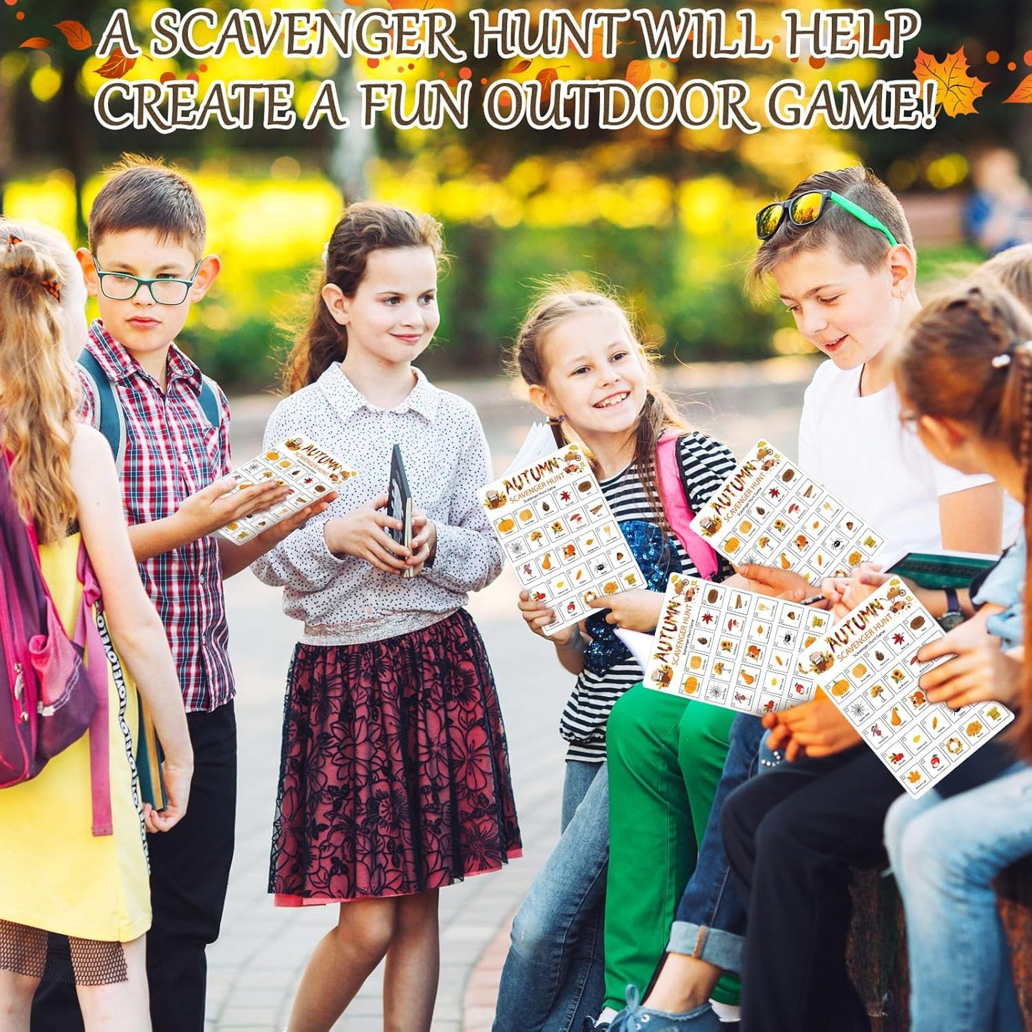 Hoolerry 30 Pcs Nature Scavenger Hunt for Kids Road Trip Game Car Spring Summer Easter Scavenger Hunt Cards Travel Activities Camping Games Outdoor Indoor Seek Activity for Kids Adults(Nature)