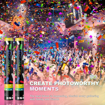 Confetti Cannons Confetti Poppers 5 Pack,15 Inch Gold Party Poppers Confetti Shooters, WORKKEEP Yello Confetti Pop for Birthday Wedding Celebration Halloween Decorations Air Powered Confetti Gun