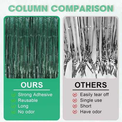 Voircoloria 3 Pack 3.3x8.2 Feet Gold Foil Fringe Backdrop Curtains, Tinsel Streamers, Fringe Backdrop for 2025 New Years Eve, Graduation, Birthday, Baby Shower, Gender Reveal, Disco Party - Colors B