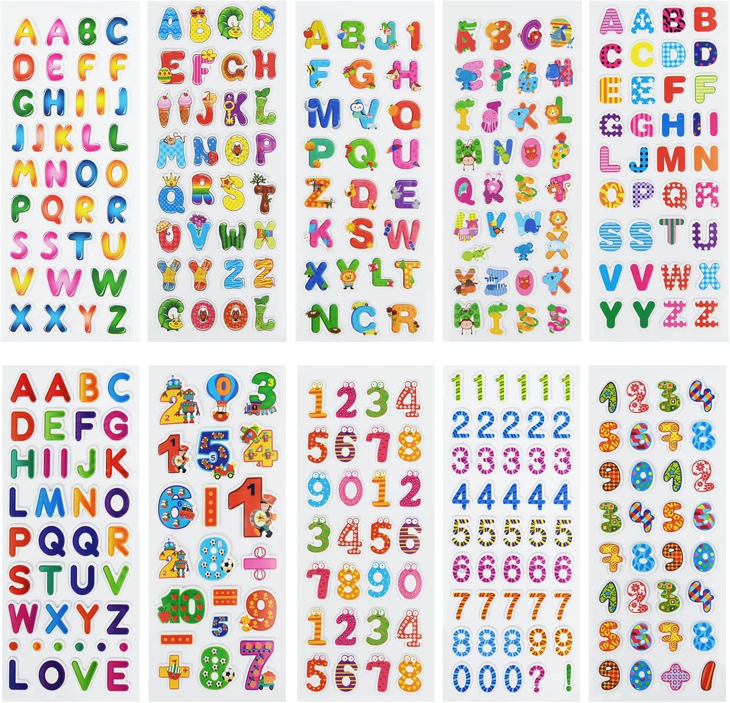 24 Sheets(500+) 3D Puffy Stickers for Toddlers Kids, Bulk Preschool Sticker Sheets for Reward, Craft, Scrapbooking Including Animal, Fruits, Dinosaurs, Fish and More