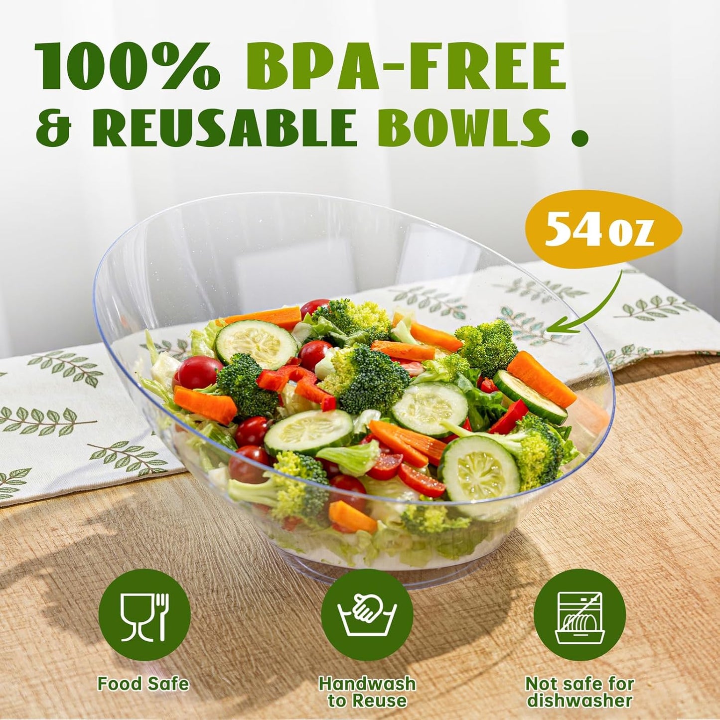 Liacere 54 OZ Clear Plastic Serving Bowls - 16PCS Angled Serving Bowls - Disposable Bowl for Candy Chip - Party Table Salad and Fruit，Can be Used Weddings and Gatherings＆ New Year