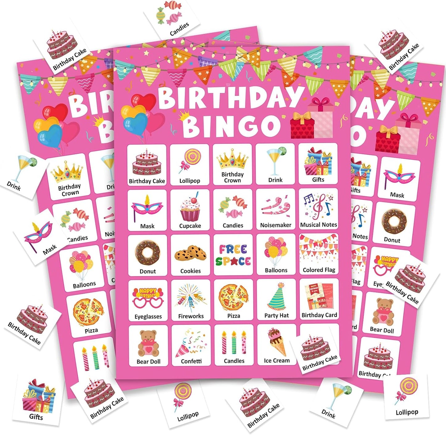 Pink Bow Baby Shower Bingo Games, 24 Player Pink Bingo Cards for Baby Shower, Gender Reveal Party Games Favors Supplies Decorations