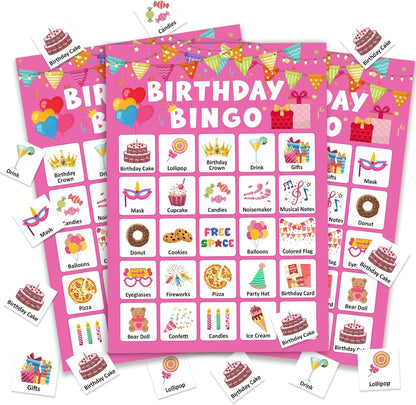 Pink Bow Baby Shower Bingo Games, 24 Player Pink Bingo Cards for Baby Shower, Gender Reveal Party Games Favors Supplies Decorations