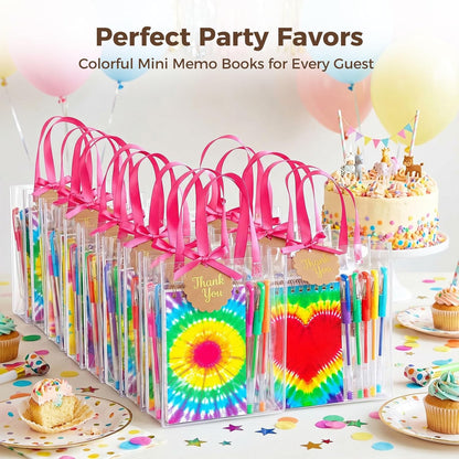 Koogel 24PCS Small Spiral Notebook, Blank Mini Pocket Journal Notebook for Kids Back to School, Tie Dye Style Journal Mini Memo Pads for Tie Dye Birthday Pastel Art Party Favors Gift Supplies