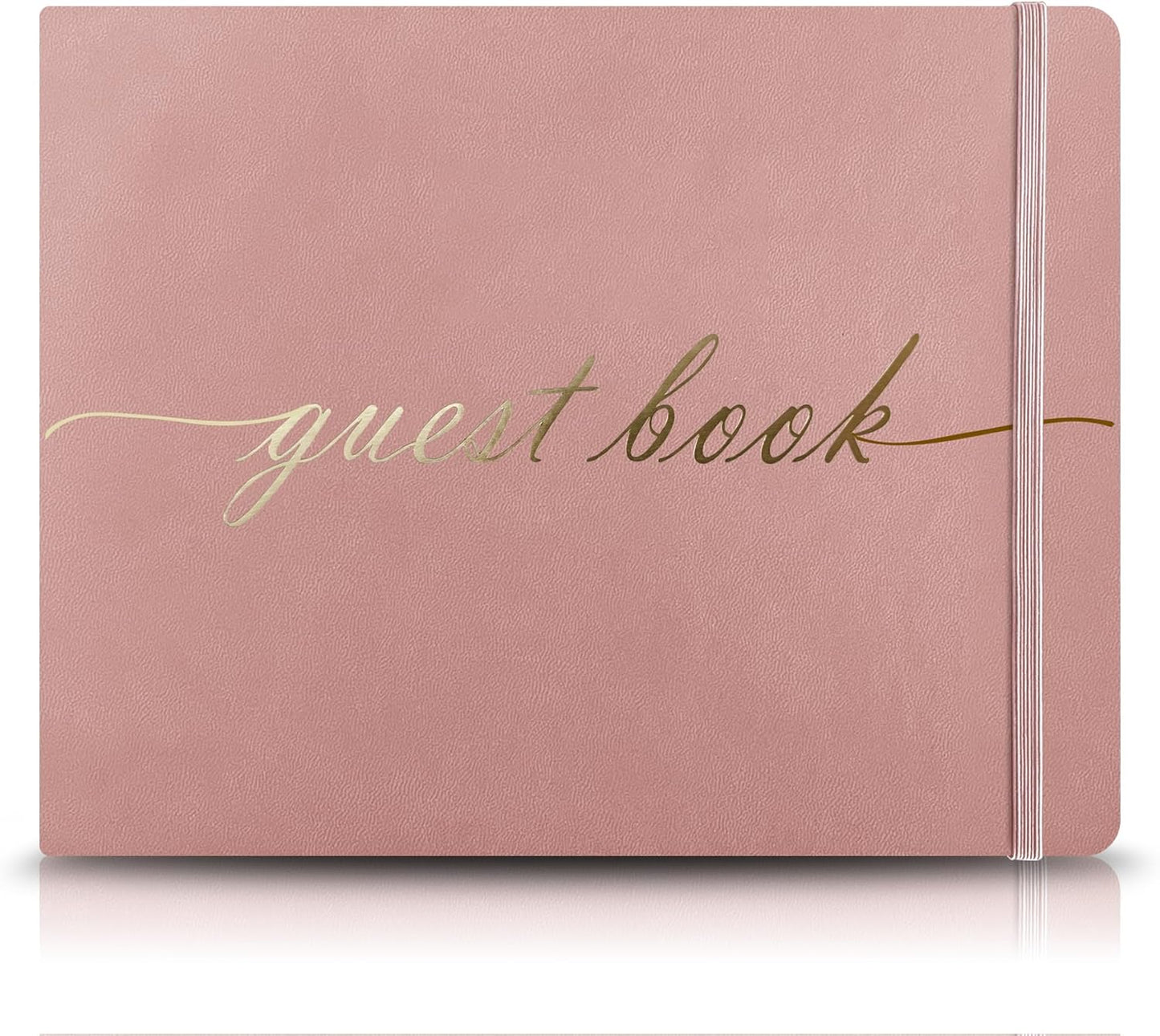 Elegant Wedding Guest Book - Perfect for Wedding Receptions, Baby Showers, Birthdays and Special Events - 7" x 9" Sign in Book - 120 Lined Pages - Leather Hardcover - Pink