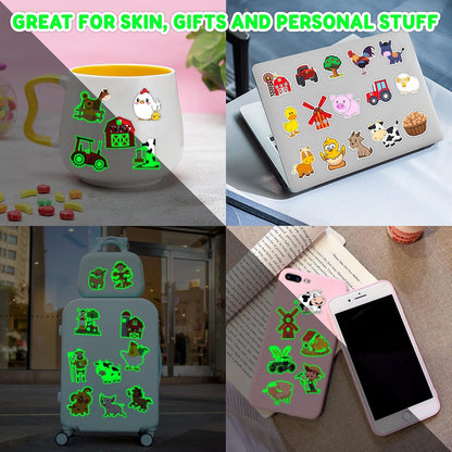 72 PCS Farm Barnyard Animal Pre-Cut Temporary Tattoos Sticker Birthday Decorations Party Supplies Favors Gift Boy Girl Farmhouse Cow Chicken Tattoo School Reward Themed (Normal)
