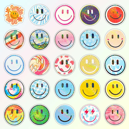 50PCS Smiling Stickers, Cute Water Bottle Stickers for Kids, for Teaching Rewards, Notebooks, Stationery, Luggage, Cartoon PVC Happy Stickers