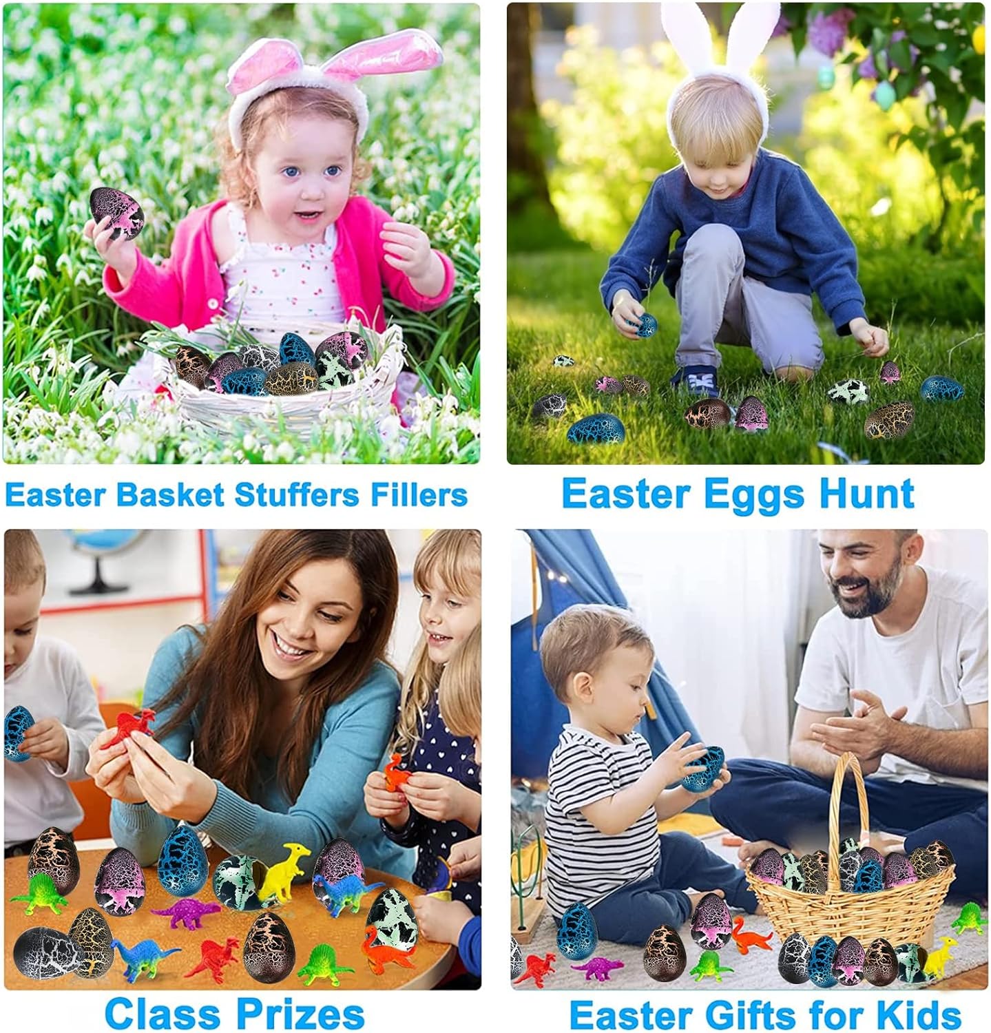 60 Pcs Hatching Dinosaur Eggs for Kids Party Favors, Easter Egg Filled with Toys Novelty Grow in Water Dino Eggs with Toys Inside Easter Basket Stuffers Birthday Gifts, Classroom Prize, Pinata Fillers