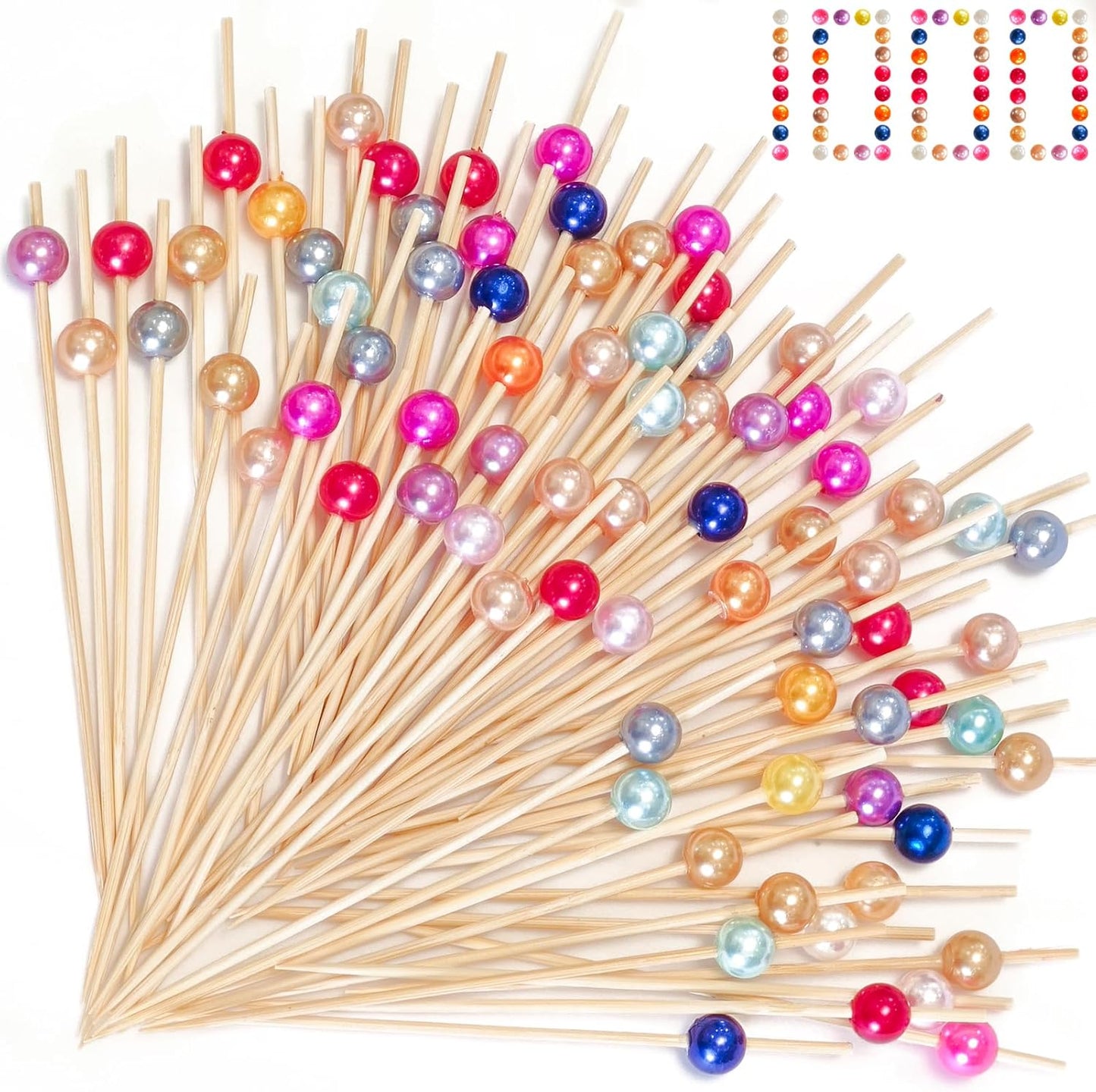 1000 Pieces Cocktail Picks Fancy Toothpicks for Appetizers 4.7 Inch Decorative Appetizer Skewers Cocktail Sticks for Drinks, Fruit, Charcuterie, Wedding Food Party (Gold)