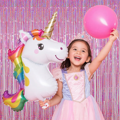Iridescent Party Decorations Fringe Backdrop, Sparkling Holographic Foil Fringe Tinsel Curtains for Frozen Mermaid Birthday Party Decor - 3.28x6.56ft 2 Packs