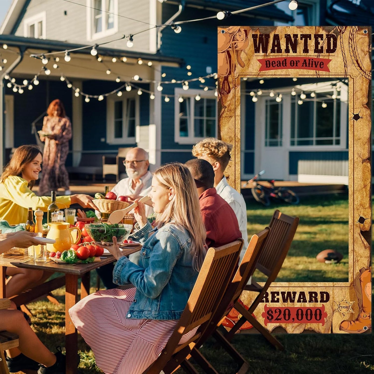 Funrous Wanted Poster Photo Prop Western Photo Booth Prop Large Selfie Frame Poster Fabric Banner Backdrop Wanted Sign for Cowgirl Cowboy Party Decoration Rustic Birthday Party Supplies (Pink)