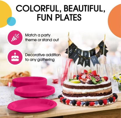 Exquisite Party Solids Red Plastic Plates For Party Supplies 10" Red Disposable Plates Heavy Duty 50 Pcs Plastic Dinnerware Sets Heavy Duty 350 GSM Disposable Dinnerware Set