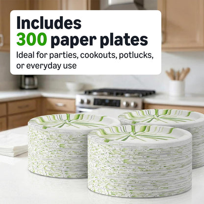 Amazon Basics Everyday Disposable Paper Plates, 8.62 Inch, Microwave-Safe, Cut Resistant, Soak-Proof, 100 Count, Packaging May Vary