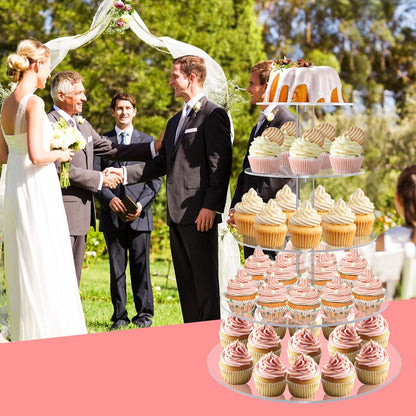 YestBuy Cupcake Stand, 6 Tier Large Cupcake Tower Display, Round Cupcake Holder, Acrylic Dessert Stand, Pastry Display Tree for Party, Wedding, Baby Shower