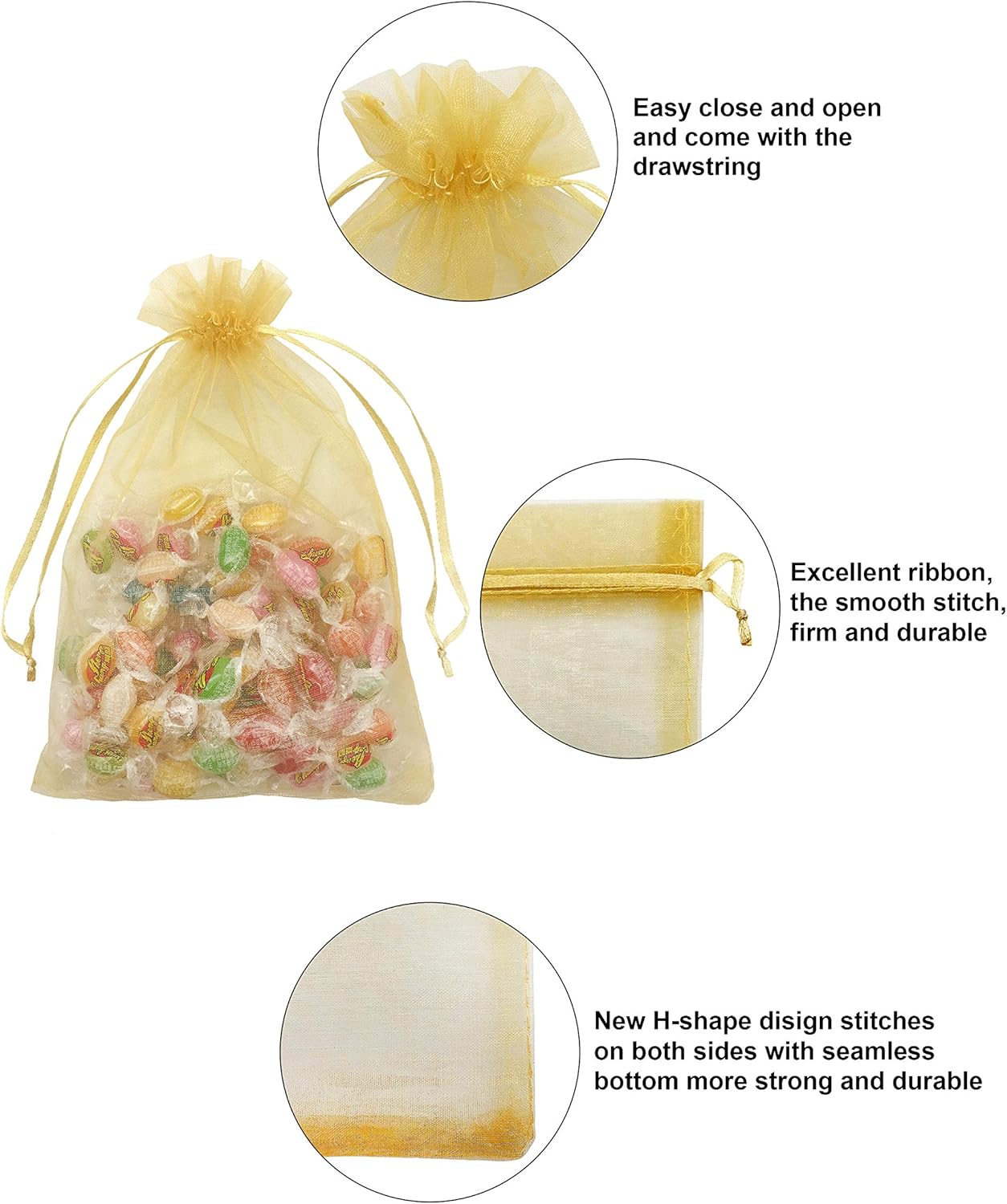 Jexila 120PCS Sheer Organza Bags 5X7 inches Mesh Drawstring Gift Bags Small for Jewelry Wedding Party Baby Shower Favor Bags (Rainbow )