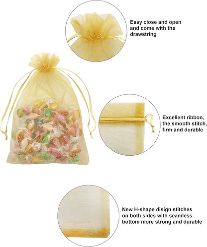 Jexila 120PCS Sheer Organza Bags 5X7 inches Mesh Drawstring Gift Bags Small for Jewelry Wedding Party Baby Shower Favor Bags (Rainbow )