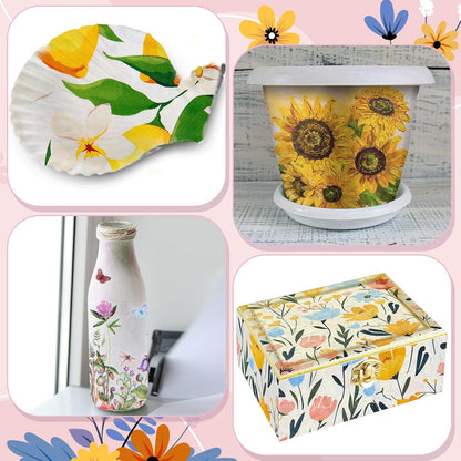 Crtiin 20 Pack Decoupage Napkins Floral Napkins Flower Cocktail Paper Decorative Toilet for Valentine's Day Birthday Party Beautiful Gorgeous, 20 Styles Each 6.5 Inches(Style 1)