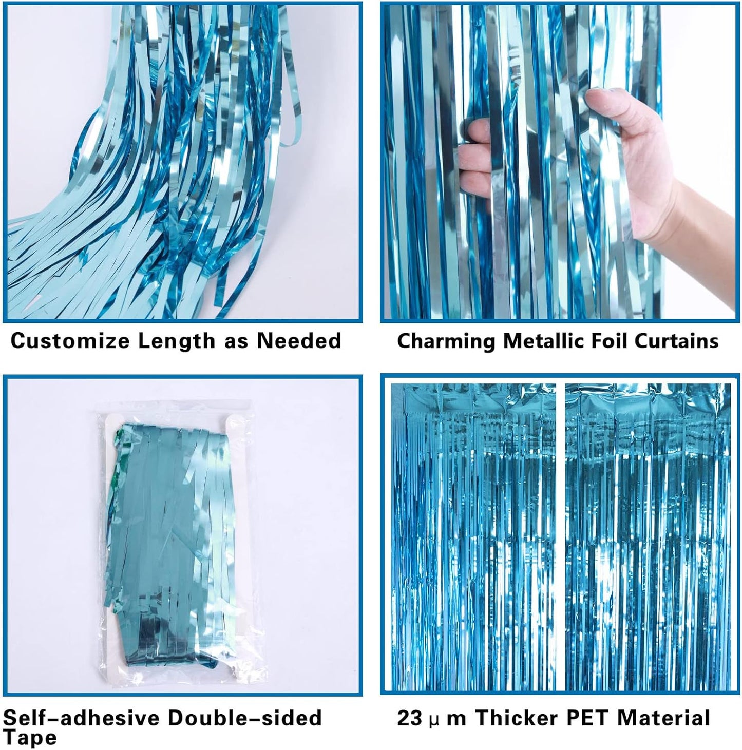 2 Pack 3.2ft x 8.2ft Silver Metallic Tinsel Foil Fringe Curtains, Door Streamer Photo Booth Backdrop for Birthday Graduation Engagement Bridal Shower Bachelorette Baby Shower Party Decorations