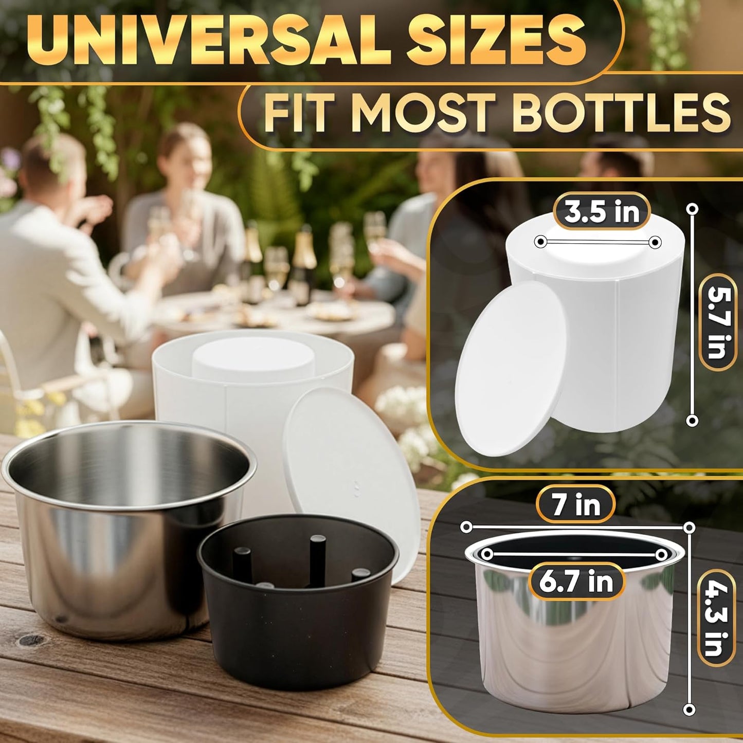 Champagne Bucket Ice Mold Wine Chiller - Ice Bucket Flower Food Grade Bucket Champagne Chiller - Beer Bucket Cooler Small Metal Bucket Ice Bucket for Parties