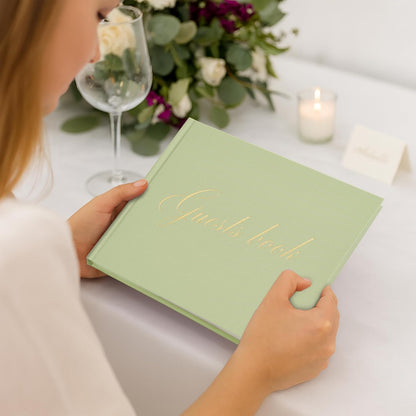 &And Per Se White Wedding Guest Book with Photo Spots – Elegant Hardcover Sign-in Book for Weddings, Baby Showers & Special Events – Blank & Lined Memory Keepsake Album