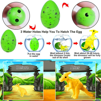 60 Pcs Hatching Dinosaur Eggs for Kids Party Favors, Easter Egg Filled with Toys Novelty Grow in Water Dino Eggs with Toys Inside Easter Basket Stuffers Birthday Gifts, Classroom Prize, Pinata Fillers
