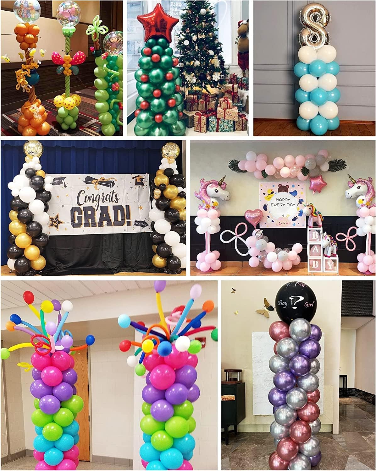 YALLOVE Balloon Column Stand Kit Set of 4, 7 Feet Height Adjustable Balloon Tower Pillar with Reusable Metal Telescopic Design for Birthday, Wedding, Baby Shower, Graduation Party Decoration
