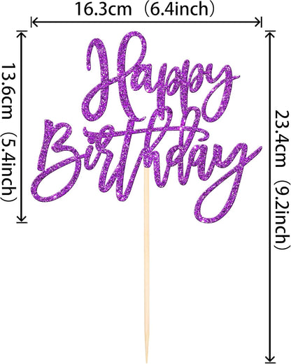 ZHUOWEISM 1 PCS Gold Happy Birthday & Anniversary Cake Topper