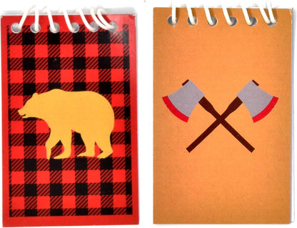 Gift Boutique 48 Woodland Camping Mini Notepads Forest Animal Theme Bear Deer Campfire Spiral Notebooks for Kids Birthday Party Favors Handouts