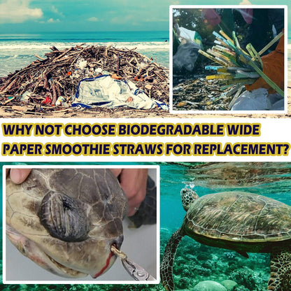 100 Pack, Extra Wide Paper Smoothie, Boba Straws - 10 mm Wide Biodegradable Straws for Bubble Tea (Tapioca, Boba Pearls), Milkshakes, Jumbo Drinks - Shower, Wedding Party Supplies Decorations