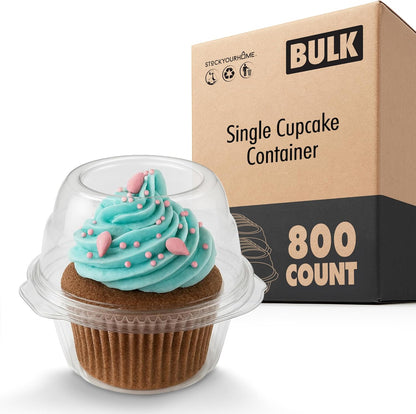 Stock Your Home Individual Cupcake Containers, 50 Pack, Cupcake Holder with Lid, Plastic Single Cupcake Container, Muffin Container, Stackable, BPA Free