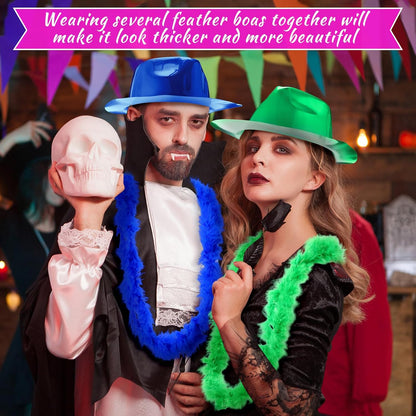 JaGely 48 Pieces Neon Party Supplies 24 Neon Gangster Hats 24 Pcs Feather Boas for Wedding Glow Party Supplies Birthday Props