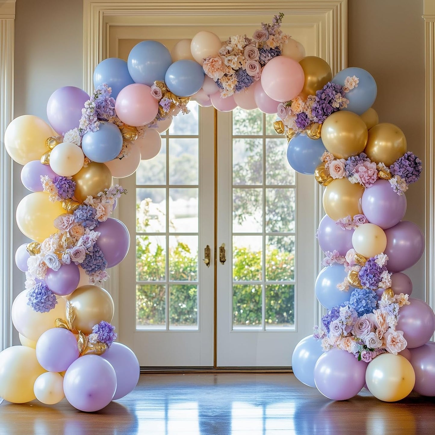 RUBFAC 87pcs Metallic Blue Silver Balloon Garland Arch Kit, 18 12 10 5 Inch Blue Silver Confetti Latex Party Balloons for Birthday Graduation Baby Shower Decoration