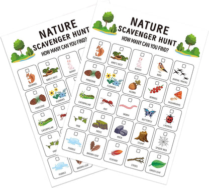 Nature Scavenger Hunt, Camping Games Travel Activities, Outdoor Scavenger Hunts Road Trip Game Cards -NHG01