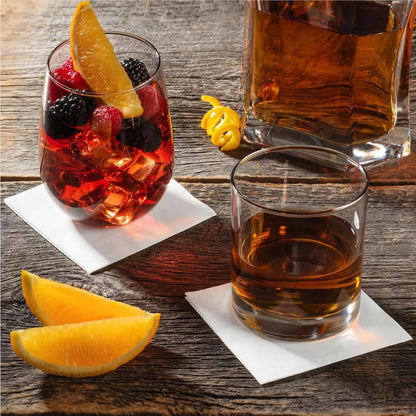 AH AMERICAN HOMESTEAD Cocktail Napkins-Disposable Beverage/Bar Napkins-White Linen-Like Square Napkins-Eco-Friendly & Compostable-Everyday Use, Party or Wedding 4.75inch x 4.75inch (100 Count, White)