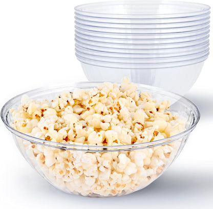 48 oz Clear Plastic Serving Bowls (12 Pack) Disposable Candy Dishes, Buffet Containers for Chips, Popcorn, Snacks, Mints, Salad Bar, Snack Bowl Parties, Office Desk, Bridal Shower, Party Supplies