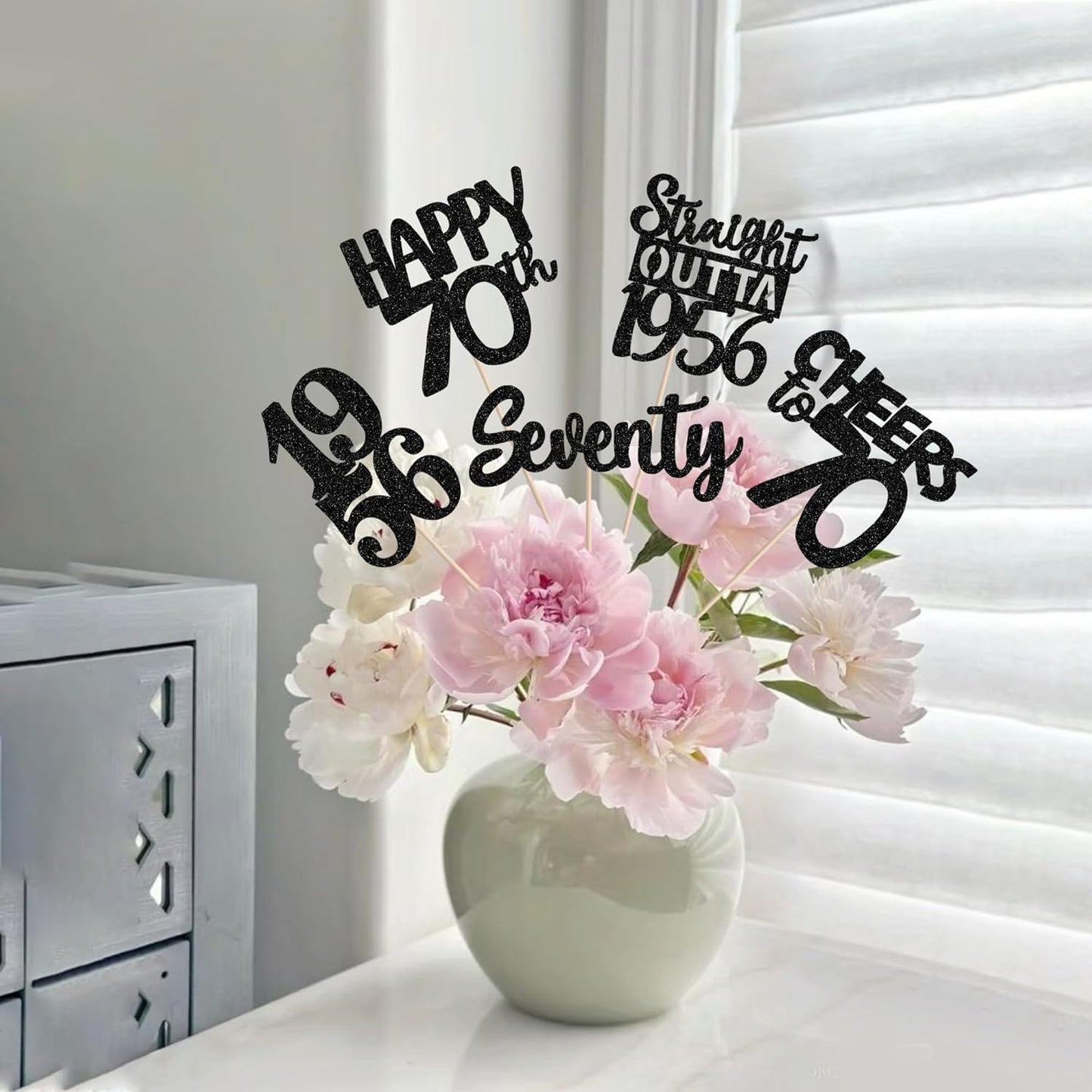 15 PCS 50th Birthday Centerpiece Sticks Fifty Happy 50th Straight Outta 1976 Table Flower Centerpieces Sticks Cheers to 50 Floral Decorations for 50th Birthday Party Centerpieces Supplies Black
