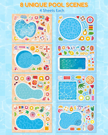 Aowplc 36 Pcs Make-A-Face Sticker Sheets Kids Party Favors Mix and Match Stickers with Dinosaurs, Mermaids, Unicorns, Horses, Farm & Sea Animals for Parties, Birthdays, Classroom Activities & Crafts