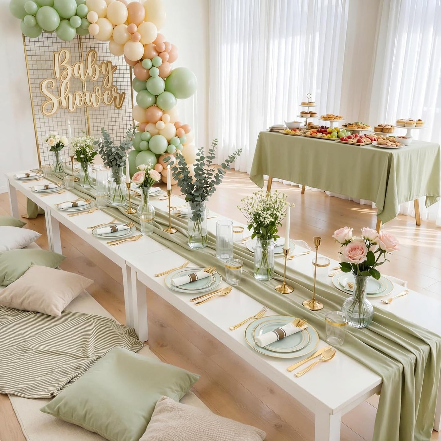 350 Pieces Black and Gold Plastic Plates with Disposable Silverware, Include 50 Dinner Plates 9”, 50 Dessert Plates 6.3”, 50 Black Cups 9 OZ, 50 Pre Rolled Napkins for Wedding Party Graduation