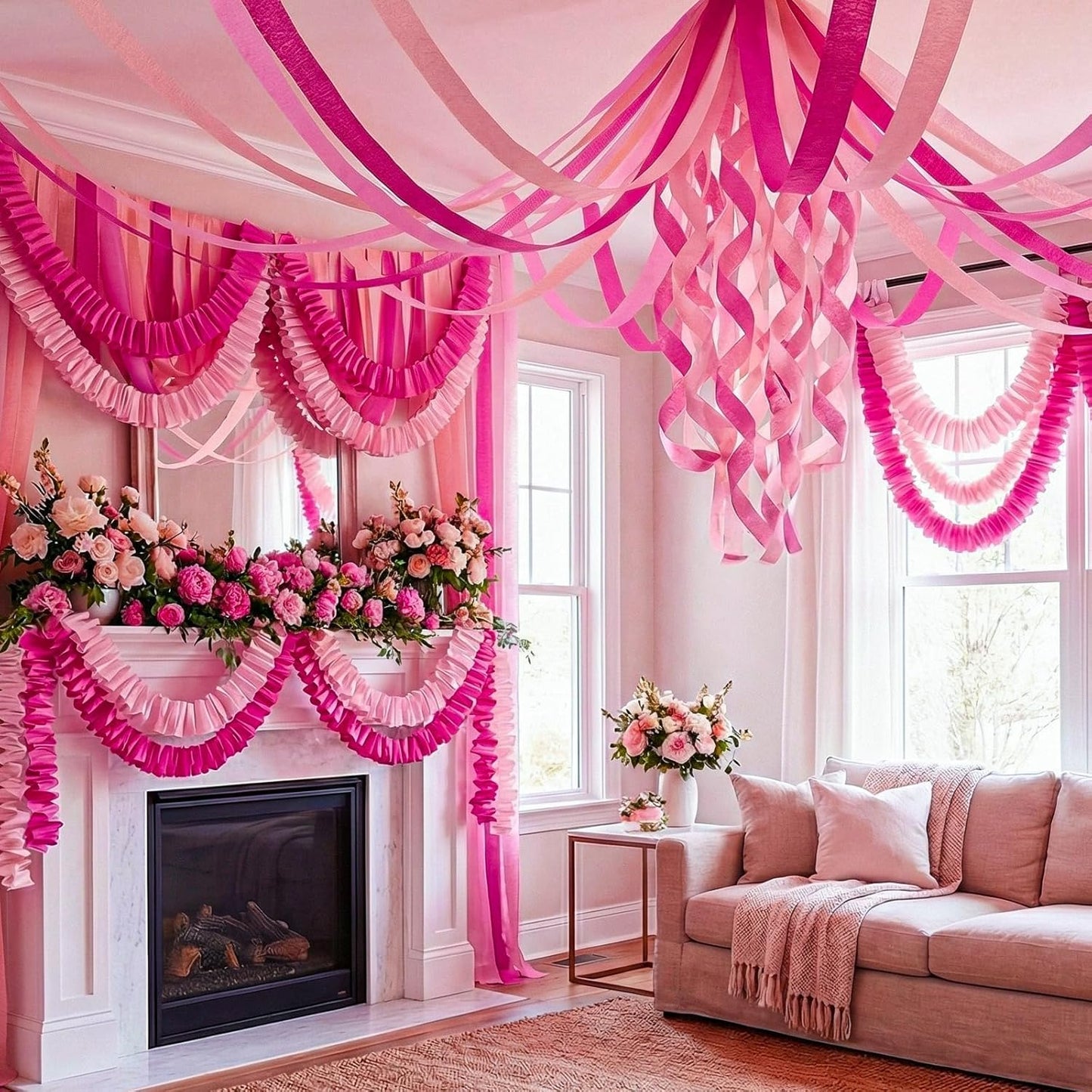 Pastel Crepe Paper Streamers 9 Rolls 738ft,Fancy Streamers Party Decorations for Birthday Mother's Day Wedding Holiday Decorations DIY Gift Wrapping, 1.77 Inch x 82 Ft/Roll