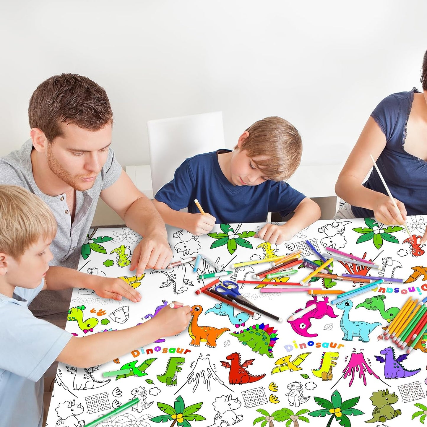 Giant Construction Party Coloring Tablecloth for Kids - Huge Construction Theme Table Cover Large Dump Truck Vehicle Painting Poster for Children Birthday Party Supplies 54x108 Inch