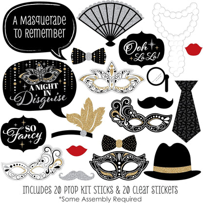 Big Dot of Happiness Prom - Photo Booth Props Kit, Dance Decorations, Photography Accessories, Party Decor- 20 Piece set