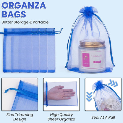 ANZNKU 50 Pack Organza Bags 5 x 7 in White Small Mesh Gift Bags Bulk Drawstring for Wedding Party Favors, Little Goodie Bag for Candy Jewelry Soap Makeup, Treat Sachet Pouch for Mothers Gifts Wrap