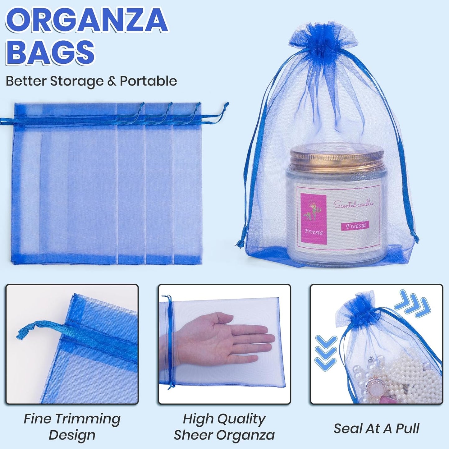 ANZNKU Pink Organza Bags 4 x 6 in 50PCS, Small Gift Bags for Goodie Candy Jewelry Soap Packaging, Cute Little Mesh Bag Drawstring Bulk for Wedding Birthday Party Favor Baby Shower & Easter Gifts Wrap