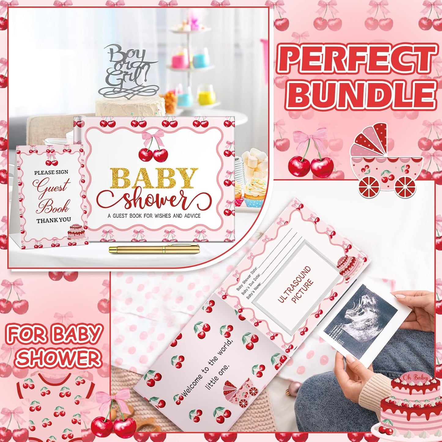 Fuyoooo 27 Pcs Safari Animal Baby Shower Guest Book Set Baby Shower Sign in Guest Floral Book Place Table Cards with Gold Pen Adhesive Photo Corner for Birthday Party