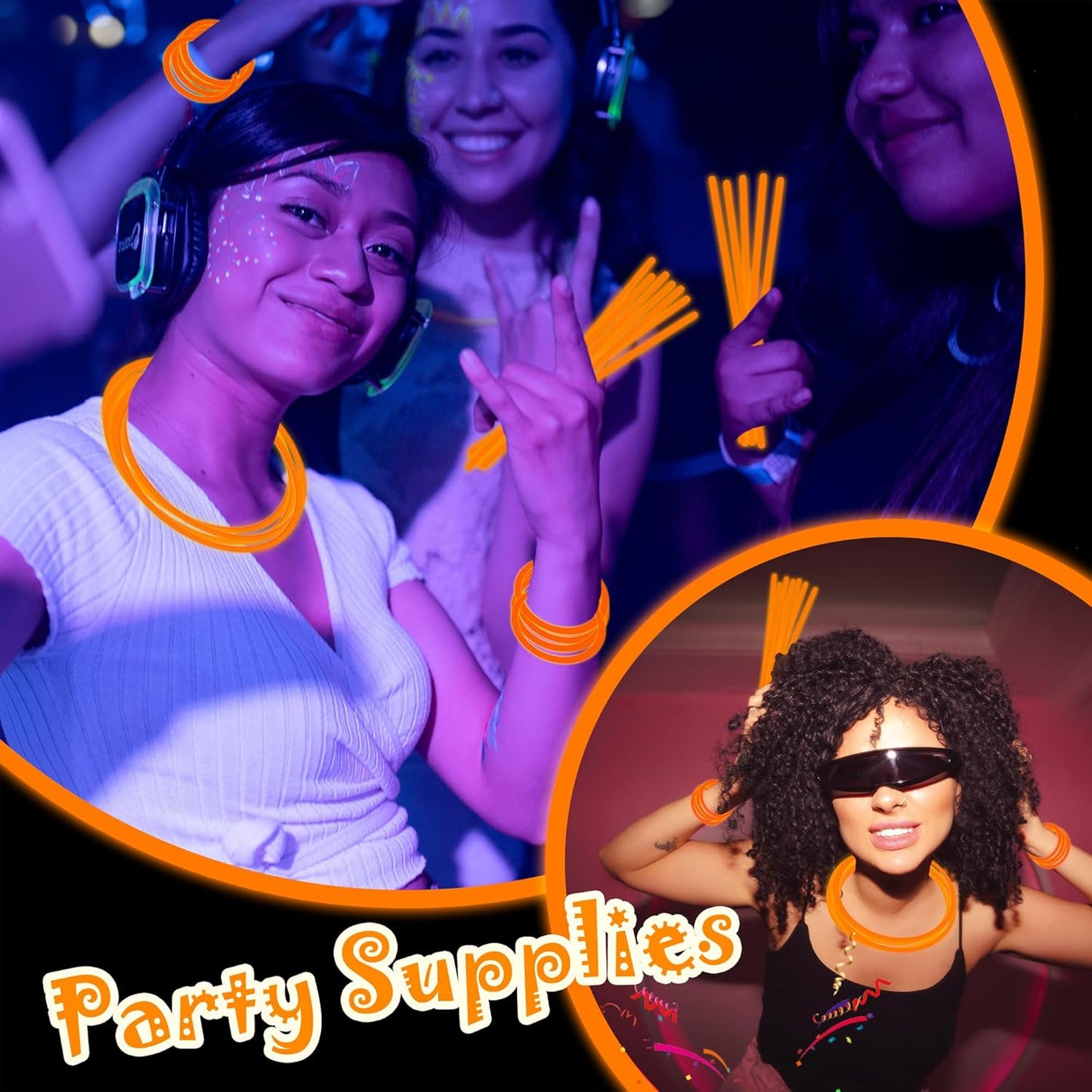 100 pk 8" Glow Sticks Bulk Party Favors, Light up Glow Necklaces & Bracelets in the Dark Party Supplies For Christmas Halloween 4th of July Birthday Neon Party (100 * Blue)