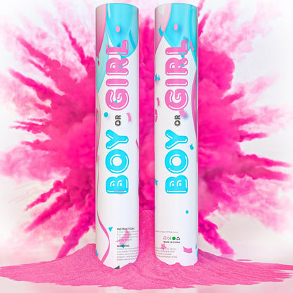 Gender Reveal Powder Smoke Bombs Cannon Poppers | 3 Pink & 3 Blue Poppers | Biodegradable | Alternative to Gender Reveal Smoke Bombs Extinguisher | Gender Reveal Party Decorations | TUR Party Supplies